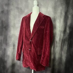 Vintage 70’s Burgundy Corduroy Coat Blazer Two-Button Wide Lapel 42L
